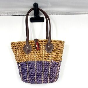 Vintage wicker straw handbag